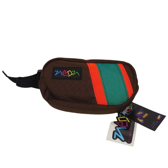 Neon Climbing Fanny Pack Hip Sack Small Brown Orange Green Adjustable 8x5" NWT - Picture 1 of 10